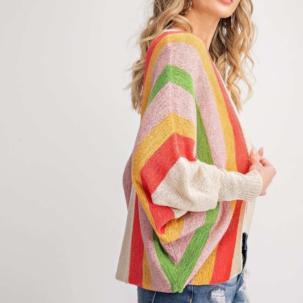 Iris Rainbow Stripe Open Cardigan - Picture 3 of 10